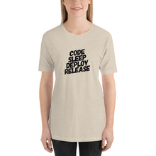Load image into Gallery viewer, Code Sleep Deploy Release // Dev life - Short-Sleeve Unisex T-Shirt