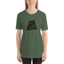 Load image into Gallery viewer, Code Sleep Deploy Release // Dev life - Short-Sleeve Unisex T-Shirt
